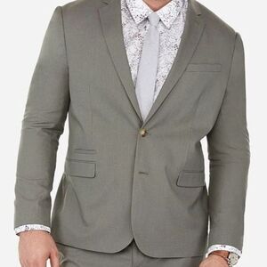 Slim Olive Green Cotton Blend Stretch Suit Jacket Express NWT Men size 42r mens